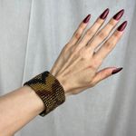 Boutique Southwestern Beaded Stretchy Cuff Bracelet Black Copper Gold Brown Seed Beads Photo 6