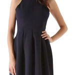 Alexander Wang  Navy Blue Black Pleated Neoprene Scuba Mini Racerback Dress sz S Photo 0