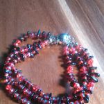 Indian Garnet and Seed Bead Triple Strand Magnetic Clasp Bracelet Photo 6