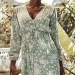 Summersalt  dress cinched waist caftan Sz Small‎ NEW green floral cover up Photo 0