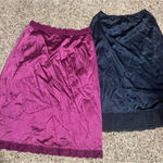 Vassarette Vintage 80s half slip lace trim Lot of 2 nylon skirt Burgundy & Black womens S Photo 0