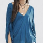 Free People  Salt N Peppa Surplice Blue Jade Top - Size - Medium Photo 0