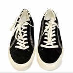 Madewell  Size 10 Black Sidewalk Low Top Sneaker Leather Real Fur Animal Photo 2