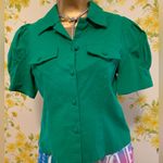 Button up short sleeve blouse in Kelly green size M Size M Photo 2