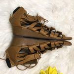 Brash  Size 7 Lace Up Brown Sandals Heel Zipper Tie Photo 6