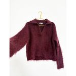 Madewell  Brushed Polo Sweater Size XXS Burgundy Oversized Shaggy Soft Chic Photo 9