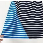 J.Crew Asymmetrical Striped Navy Blue, Cream & Light Blue Skirt | Size 6 Photo 10