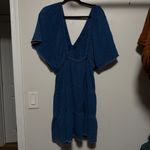 Aerie  American eagle pool to party flutter sleeve dress deep v neck blue Photo 1