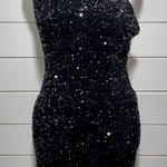 Lavetir Sequin One Shoulder Bodycon Mini Dress Prom Dance Size S‎ Black Photo 0