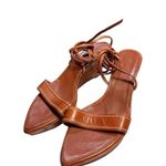 Rare Yves Saint Laurent Camel Leather Open Toe Wedge Sandals Strappy Women 41 Brown Size 10 Photo 4