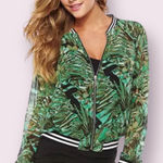 Juicy Couture  Sheer Tropical Palm Tree Leaf Bomber Jacket Small Photo 0