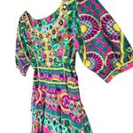 Boho Gypsy Maxi Dress Size S Multicolor Geo Floral Embroidered Sequins Boho Chic Pink Photo 2