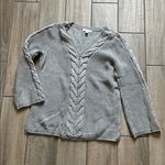 Westport Gray V-Neck Cable Knit Sweater Photo 0