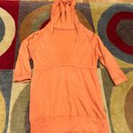 Mblem Y2K Style Low Cut Tunic Knit Sweatshirt Hooded Top Women’s Size Medium Orange Photo 0