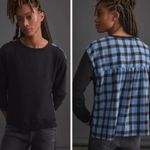 Anthropologie  PILCRO WOMENS BLACK/BLUE PLAID FLANNEL PULLOVER SWEATSHIRT XS Photo 1