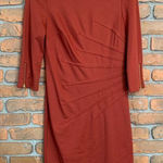Jessica Howard  Sheath Dress Pleats Side Knee Length Burnt Orange‎ Size 4 Petite Photo 0