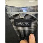 Ellen Tracy  Vintage Linen Tunic Top Black White Striped Long Sleeve Size‎ P Photo 1