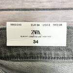 ZARA Washed Out Grey Cropped High Rise Slim Fit Straight Leg Jeans Denim NWT 2 Photo 6