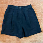 The Limited  Black Linen Blend Pleated High Waist Shorts Size 8 Photo 0
