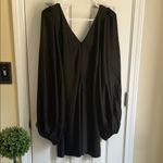 Satin Black Balloon Sleeve Sweetheart Mini Dress Size 8 Photo 4