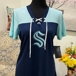 NHL Seattle Kraken Hockey Navy and Light Blue Lace Photo 0
