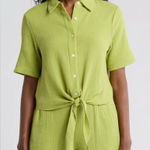 T Tahari  Short Sleeve Tie Front Cotton Gauze Shirt Small EUC Photo 0