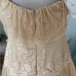 Elegant Cream Lace Wedding Dress gown costume vintage classic style flowy boho Tan Size 16W Photo 6