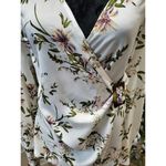 Pretty Little Thing Women White Floral Polyester V-Neck Long Sleeve Blouse Size L Photo 3