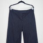 Ann Taylor Black Pinstripe Cropped Wide Leg Pants Size 8 Pinstripe Dress Pants Photo 2