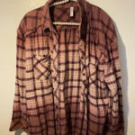Free People  Ruby Button Down Oversized ombré/dip-dye flannel size large Photo 0