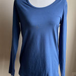 Peruvian Connection  Pima Cotton Dark Slate Blue Soft Long Sleeve Top Photo 0