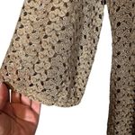 Chico's Gold Netted Loose Knit Long Sleeve Opened Front Cardigan Women Sz 2 Sz L Photo 2