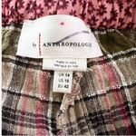 Anthropologie Plaid Floral Waistband Wide Leg Pants Pink/Brown Size 10 Cotton Photo 8