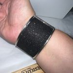 G by Gennaro Black Sparkle Spring Open Cuff Bracelet Silver Photo 3