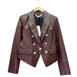 Veronica Beard NWT Cooke Dickey Jacket Brown Croc Embossed Vegan Leather Size 8 Photo 1