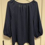 Olivia & Martin Blouse Women's L Navy Blue Striped Shirt 100% Office Wear/Causal Size L Photo 4