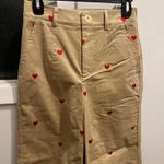 Cider In Love Beige Corduroy Pants Straight Fit Embroidered Heart Valentine Sz S Photo 4