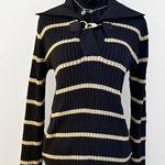 Ralph Lauren Black Gold Metallic Striped Rib Knit Sweater Y2K Preppy Size Size L Photo 0