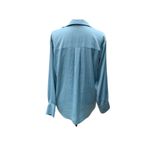 Prologue Blue Button Down Blouse — Silk Feel — Small Photo 2
