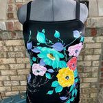 one piece swimsuit floral Vintage 1980s modesty panel Green Size 18 Photo 0