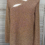 CLARA SUN WOO Bronze Metallic Long Sleeve Cutout Top Photo 0