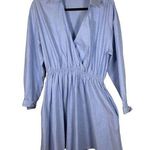 ZARA Chambray Long Sleeve Faux Wrap Top Mini Dress Size Medium Photo 0