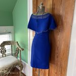 Tadashi Shoji  Tobara Pintucked Off Shoulder Ruffle Dress Electric Blue~ XS 🧡🎀 Photo 9