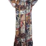 THE HAWAIIAN ORIGINAL Hilo Hattie Floral Print Off Shoulder Tiered Maxi Dress SM Brown Photo 0