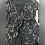 Vintage 90s La Belle Dress Medium Wrap Black Geometric Print USA Photo 3