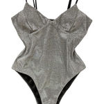 None Glittery Monokini Bathing Suit sz M Silver Glittery Swimsuit Photo 0