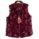 Nicole Miller Reversible Quilted Faux Fur Vest Wine Size Medium NWT Photo 1