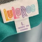 LuLaRoe Julia Turquoise Charcoal Gray Baseball Tee Tunic Shift Dress Large Photo 5