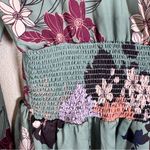 Ella Moon Green Floral Long Sleeve Mini Dress Womens M Boho Peasant Smocked NWT Size M Photo 2