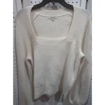 Madewell  Cream Square Neck Ribbed Knit Sweater Long Sleeve Balloon Sleeve M Photo 1